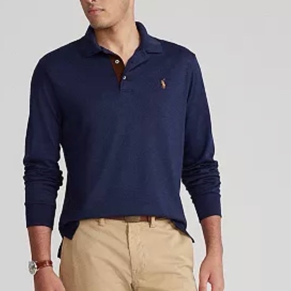 Polo Ralph Lauren Men's Classic-Fit Long Sleeve Soft Cotton Polo, Refined Navy - Picture 4 of 4